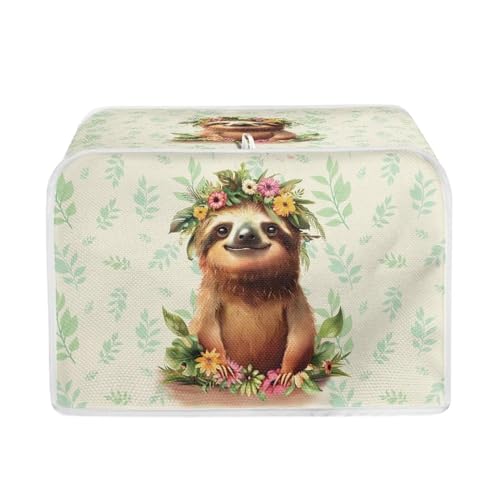 Image of Talayituse Cute Sloth Print 4 Slice Toaster Covers Dust Protection Bread Maker Covers Toaster Oven Cloth Cover Kitchen Accessories Washable Appliance Cover with Handle
