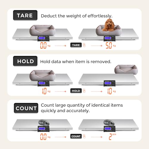 Bonvoisin Pet Scale for Large Dog 1100lb x 0.2lb, Postal Scale with Large Stainless Platform 40.5” x 20.8”, Animal Scales for Weighing,Vet Scale with Rubber Mat Livestock Scale for Dog, Sheep