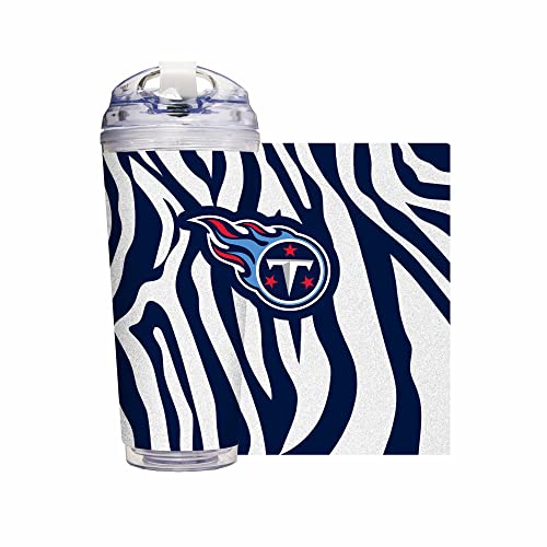 Image of Rico Industries NFL Football Glitter 24oz Acrylic Glitter Tumbler with Hinged Lid, Officially Licensed Double Wall Tumbler with Straw
