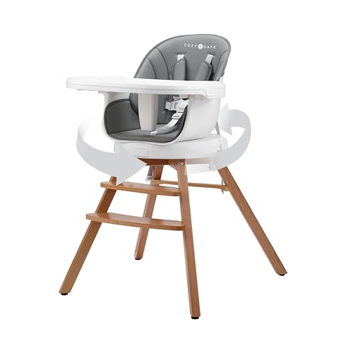 Cozy N Safe Eden 360 Rotating Highchair, 5 in 1 Baby High Chair & Booster Seat, Foldable Toddler Feeding Chair, Adjustable Height, Removable Tray, 5 Point Harness, Infants to Toddlers
