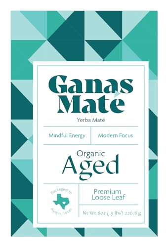 Ganas Mate | Organic Yerba Mate Tea | Unsmoked | Aged | Loose Leaf | Sin Palo | No Stems Sticks Dust | Yerba Mate Loose Leaf | Organic Tea | Organica Te | Clean Energy | Coffee Alternative |