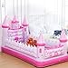 Relaxgiant Pink Castle Inflatable Kids Bed, Toddler Travel Bed with Safety Bumper and Air Mattress Portable Air Mattress with Pump for Vacation Hotel Home Sleepover Kids Gift for Birthday Christmas