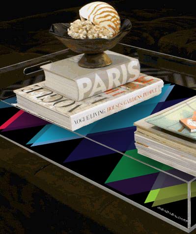 Art In A Table-18.11"X13.4" Decorative And Serving Rectangular Tray With Self-Adhesive Vinyl Printing And Handles For Vanity Table, Kitchen-Reusable, Easy Cleaning, 4.5Mm Acrilyc (Winyei) #TOP2
