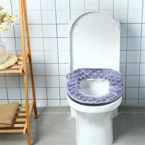 Cubierta de inodoro de felpa universal e impermeable con cremallera morada 6