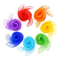 Probuk 7 farbige Tücher 45x45cm - Gymnastik-Set für Kinder, Jonglieren, Tanzen, Kindergarten, Kindershow und Aktivitäten aus Chiffon