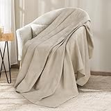 Utopia Bedding Khaki 100% Cotton Blanket [Throw Size - 60x50 Inch] 350GSM Lightweight, Soft and Breathable Thermal Blanket for All Seasons