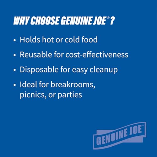 Genuine Joe Round Plastic Black Plates, 9" (Pack of 125) - Thumbnail 2