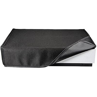 eXtremeRate Black Horizontal Dust Cover for Xbox One S Console Custom Designed Double Layer Soft Neat Lining Waterproof Dustproof Precision Cut Easy Access Cable Port