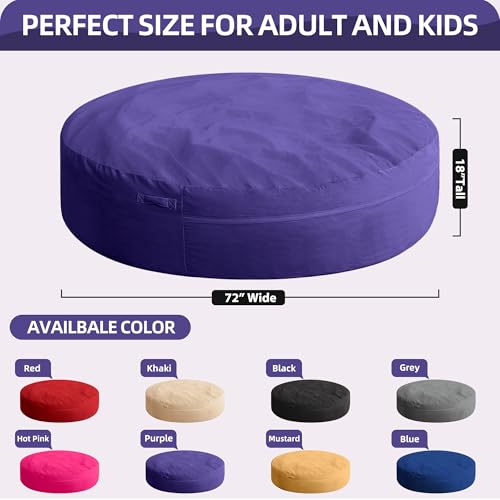 HABUTWAY XX-Large Bean Bag Chair: Giant 7' Memory Foam Furniture Bean Bag Chairs for Adults with Microfiber Cover 7Ft (Purple)