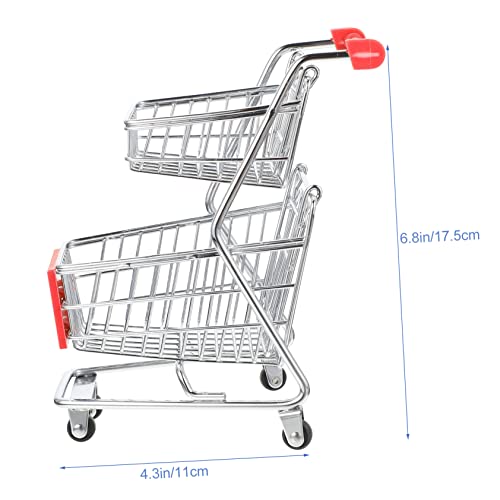 Stobok Decoraciones Para Salas De Casa 2Pcs Supermarket Decor Storage Prop Small Toy Mini Kids Hand Decoration Model For Desktop Photo Basket Tey Handcart Cart Shopping Kids Wheelbarrow #TOP1