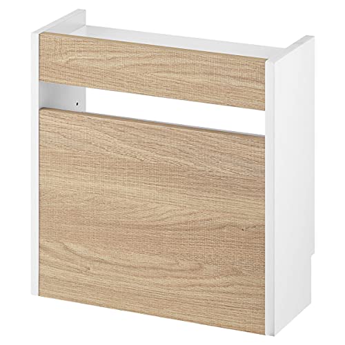 ぼん家具 [完成品+設置] ルーターボックス ケーブルボックス 電源タップ コード カバー 配線 幅43×奥行16.6×高さ45cm 木目調 小サイズ オーク×ホワイト