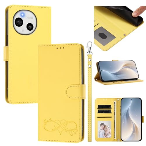 �X�}�z�P�[�X �Ή��@�� for Sharp Aquos sense10 �X�}�z�P�[�X�y�J�[�h�E�������[�X���b�g�t�� �E�H���b�g�f�U�C�� �t���b�v�X�^���h �����h�~�@�\�zYellow