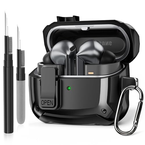 Tuocal Case Cover Compatible with Samsung Galaxy Bud 3 / Buds 3 Pro Case with Cleaner Kit, Rugged Shockproof Drop Protection Scratch Resistant for Galaxy Bud 3 with Cleaning Pen & Carabiner