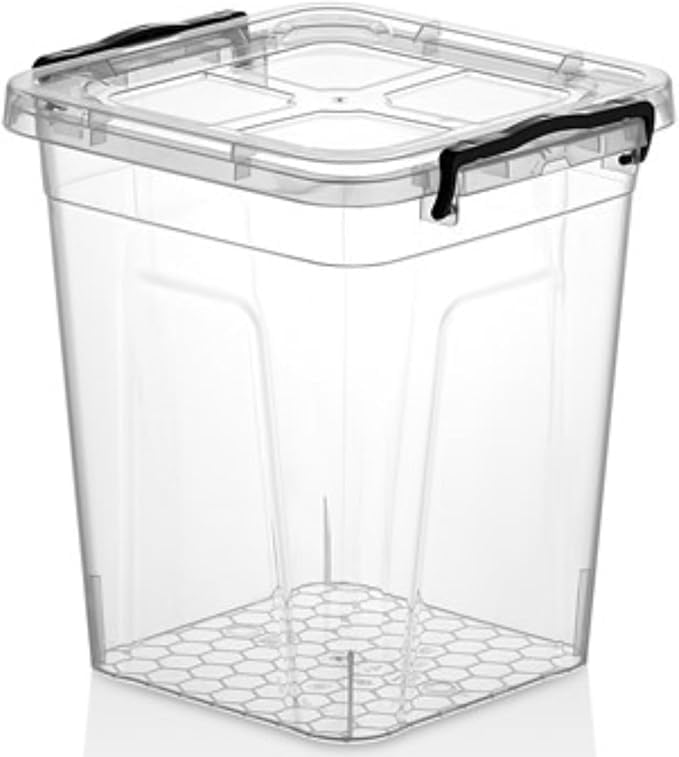 OptiProducts Clear Plastic Storage Boxes with Clip Locking Lids, BPA Free Stackable Containers for Kitchen, Pantry, Home, Office, Garage & Multi-Purpose Organisation (5 Liter, Deep Storage)