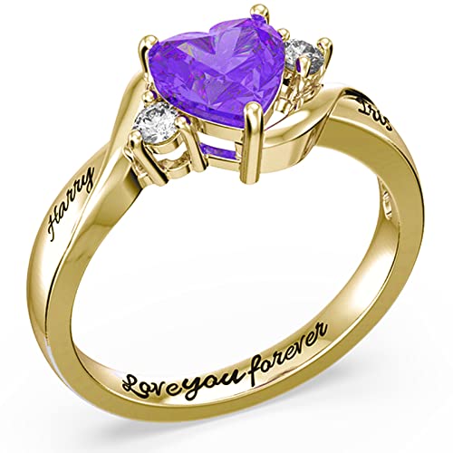Shusukue 10K/14K/18K Solid Gold Graduation Rings For Women 2023 Real Gold High School College Class Ring Personalized Heart Birthstone Ring Graduation Gift Birthday Jewelry Gifts For Girls Graduates #TOP2