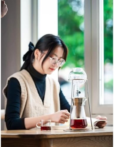 Cold Brew Drip Tower with Adjustable Water Flow,Cold Brew Drip Tower - Iced Coffee Maker with Reusable Filter, 600ml Capacity, Adjustable Dripper for Perfect Cold Brew Coffee & Tea - Enjoy S