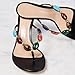 BeeLg Black Kitten Heel Thong Sandals for Women Round Open Toe Jeweled Flip Flops Fashion Summer Beach Dress Sandals