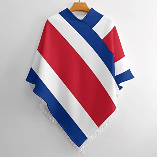Costa Rica Flags Tassel Poncho Shawl Cape Wraps For Women2