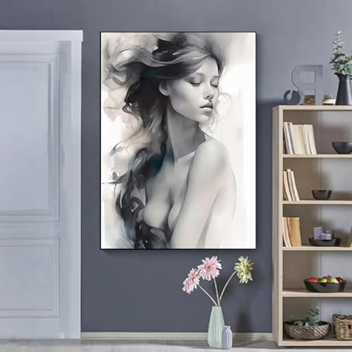 Affiche d'art mural minimaliste femme peinture toile 60x80cm