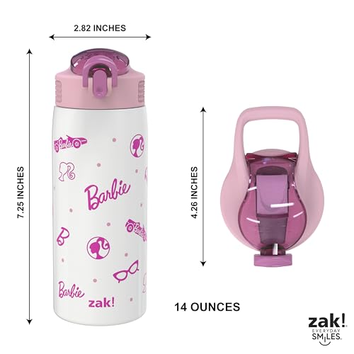 Zak Designs Barbie Porter Water Bottle for Travel and At Home, 19 oz Vacuum Insulated Stainless Steel with Locking Spout Cover, Built-In Carrying Loop, Leak-Proof Design (Barbie) by Zak Designs - Image 5