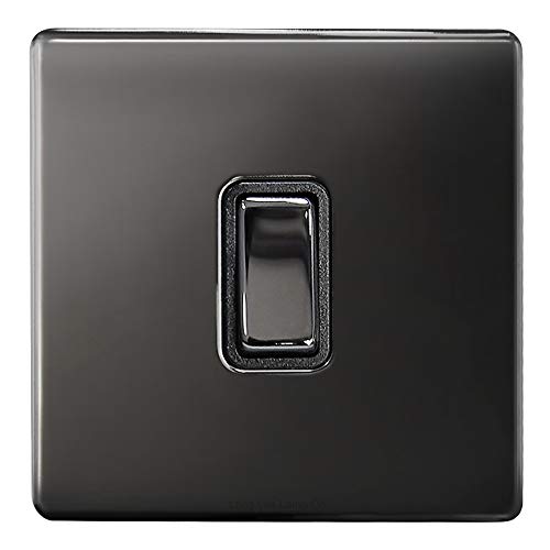 Image of 1 Gang Intermediate Single Light Switch Black Nickel Screwless Plate N313GME