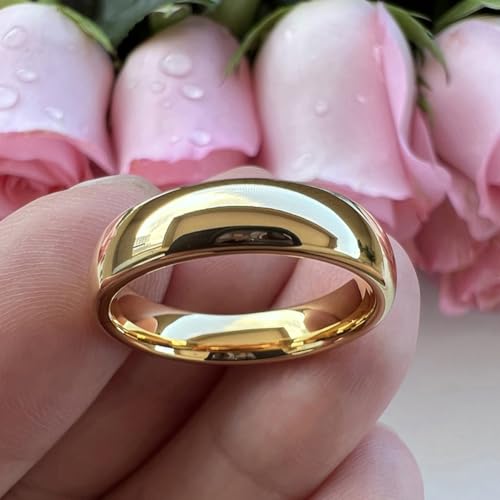 TUTISS 6mm Gold Tungsten Rings for Men Women Engagement Wedding Bands Domed Polished Comfort Fit Size 12.5 by TUTISS - Used condition - Image 3