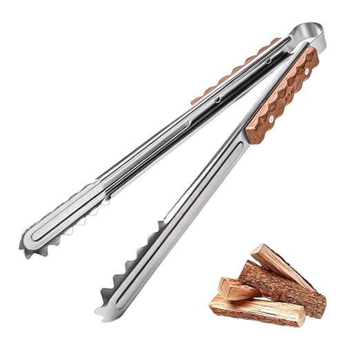 Grillzange Edelstahl: Tragbar Grillzange Holzgriff, Lange...