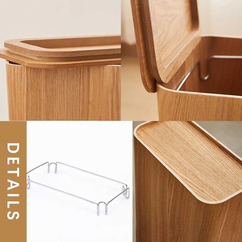 Caneca de basura de madera rectangular 12 litros miniatura 3