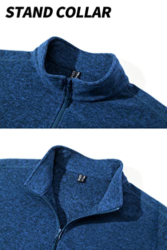 Tacvasen Fleece Jackets For Men Durable Comfy Long Sleeve Full Zip Coats With Pockets, Blue, L #TOP5