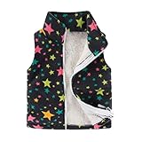 KOYUHHY Little Girls Vest Girl's Fleece Thick Warm Outerwear Vest Kids Polka Dots Zipper Waistcoat S