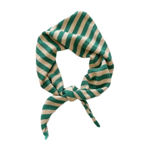 Yizelli Dreieck Strickschal für Frauen Warmer Streifen Schal für Frühling Herbst Winter (Grün)