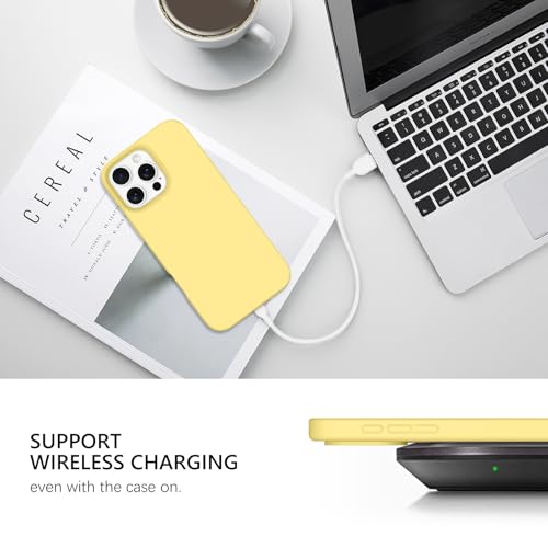GUAGUA for iPhone 16 Pro Max Case 6.9 Inch Liquid Silicone Soft Gel Rubber Slim Microfiber Lining Cushion Texture Cover Shockproof Protective Phone Case for iPhone 16 Pro Max, Yellow by GUAGUA - Used condition - Image 4