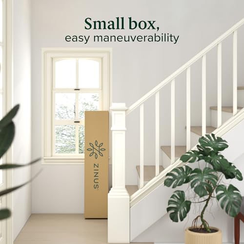 Zinus Caleb Single Bed frame - Bed 90x190 cm - 36cm Height - Metal bed frame with Underbed storage and steel slat support - Foldable bed - Black - 7