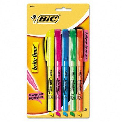 Brite Liner subrayador, punta cincel, Fluorescente, 5 por juego