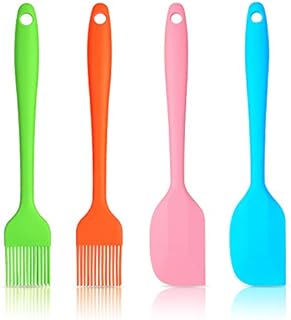 EooCoo Small Silicone Spatula for Baking, Heat Resistant Seamless Pastry Brushes and Cake Cream Spatulas, for BBQ, Mixing, Cooking, Non-Stick, 8.6inch, 4pcs