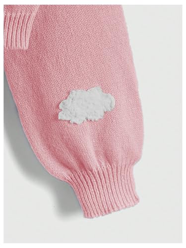 SHENHE Women's Cloud Print Button Down Sweaters V Neck Long Sleeve Crop Cardigan Top4