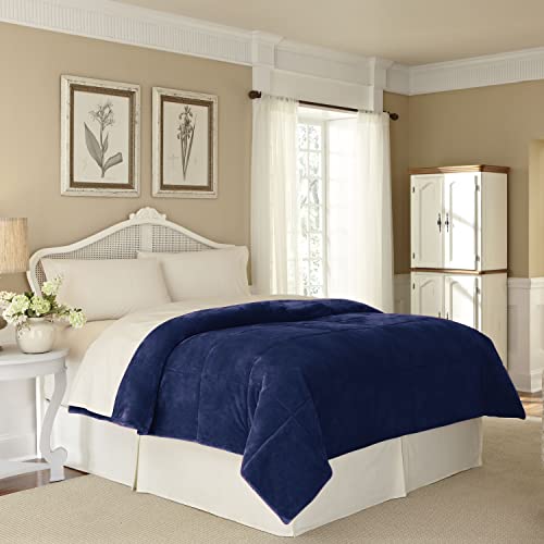 Vellux® 1B07182 Plushlux Filled 86-Inches X 86-Inches Full/Queen Size Blanket, Dark Blue #TOP1