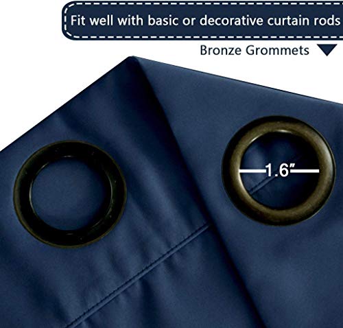 Image of Extra Long and Wide Blackout Curtains, Thermal Insulated Privacy Room Divider Window Treatment Drapes, 8' Tall by 8.5' Wide - Grommet Wider Curtain Large Size 100 inch W by 96 inch L - Navy Blue
