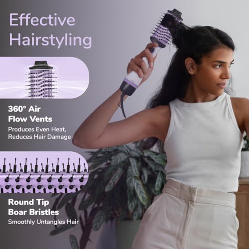 Image of Caresmith Bloom 2 in 1 Hair Volumizer Brush + Hair Dryer | 1200 W Powerful Motor with Ceramic Coated Hair Dryer | All-in-one Hair Dryer and Straightener Combo to Straighten, Dry & Volumize your Hair | Hot Air Hair Dryer for Women
