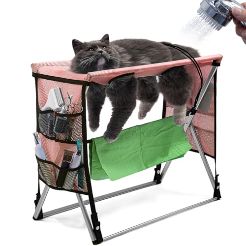 MIFNRO Rede profissional para cuidados com gatos com alças de segurança – mesa de banho dobrável par