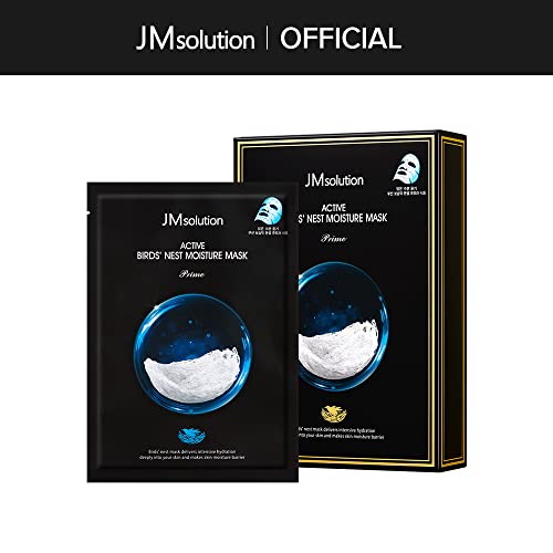 JMsolution Active Bird's Nest Moisture Mask Prime (10 Sheets) | [3.5 Billion Sold] K-Beauty Face Mask with Swiftlet Nest Extract for Deep Hydration & Radiance | Revitalizing Facial Sheet Mask 30ml