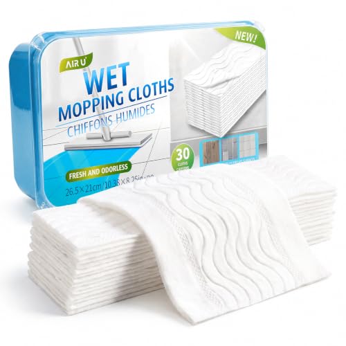 Image of AIR U+ Wet Pads Refill for Swiffer Sweeper Wet Mopping Cloth, Unscented Disposable Floor Cleaning Wipes, 30 Count