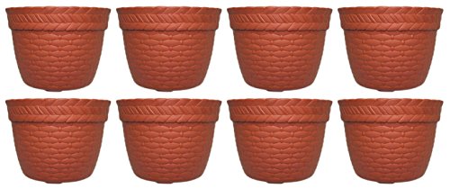 Black Duck Plastic Brown Round 8x6 Basket Weave Planters (8)