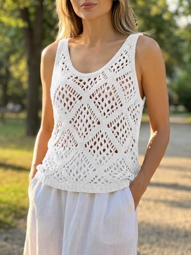Image of Imily Bela Womens Summer Crochet Tank Tops Knit Sleeveless Sweater Vest