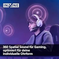 Sony INZONE H5 - Wireless Gaming Headset, 360 Spatial Sound für Gaming, komfortabler Sitz, 28 Std. Akkulaufzeit, geringe Latenz, Mikrofon mit AI, PC & PS5 kompatibel - Weiß – Ansicht 3
