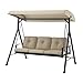 Mainstay Durable Rust-Resistant Powder-Coated Steel Frame 3-Person Canopy Porch Swing Bed, (Tan) + Free Cleaning Dust Cloth