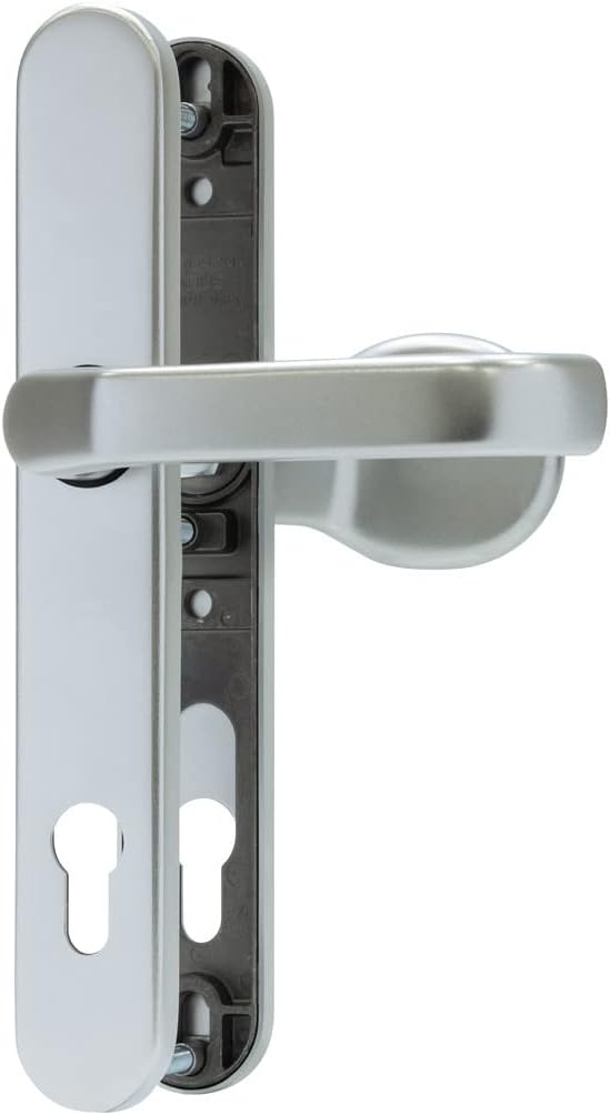ABUS Door Fitting SRG92N F1 - for Front Doors - with Door Handle Inside and Door Knob Outside - for Doors with Narrow Frame - Aluminium