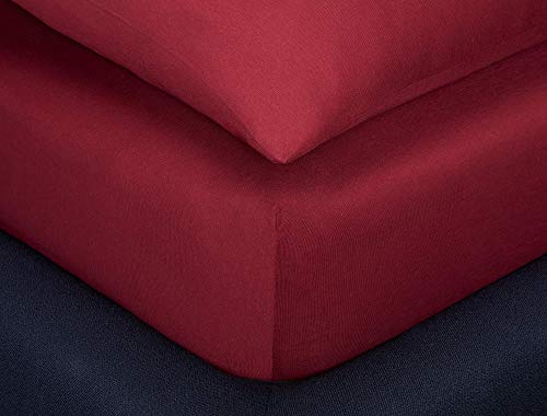 Calvin Klein Home Modern Cotton Harrison 1 Piece Fitted Sheet, Full Size, Cotton (Burgundy) #TOP2