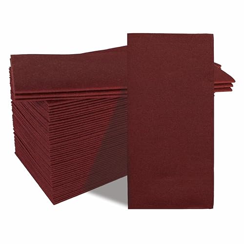 GUOYUANGLO Disposable Linen Feel Dinner Napkins Burgundy Cloth-Like Paper Napkins Disposable Guest Napkins for Dinne Parties Weddings or Events 16x16-50 Pack