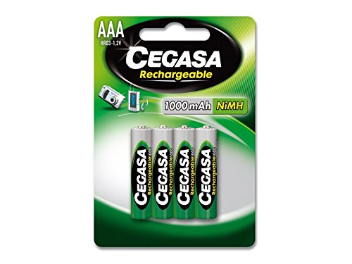 Cegasa HR3 Pila Recargable HR03 1000 mAh 1 2V BL.4 UDS, Verde, Estandar